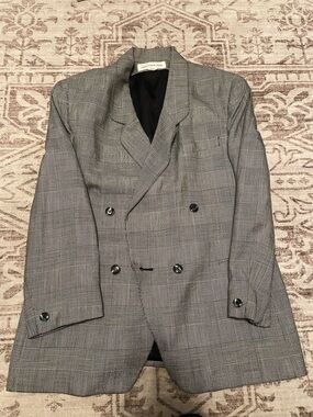 Jones New York Gray Glen Plaid Double-Breasted Blazer